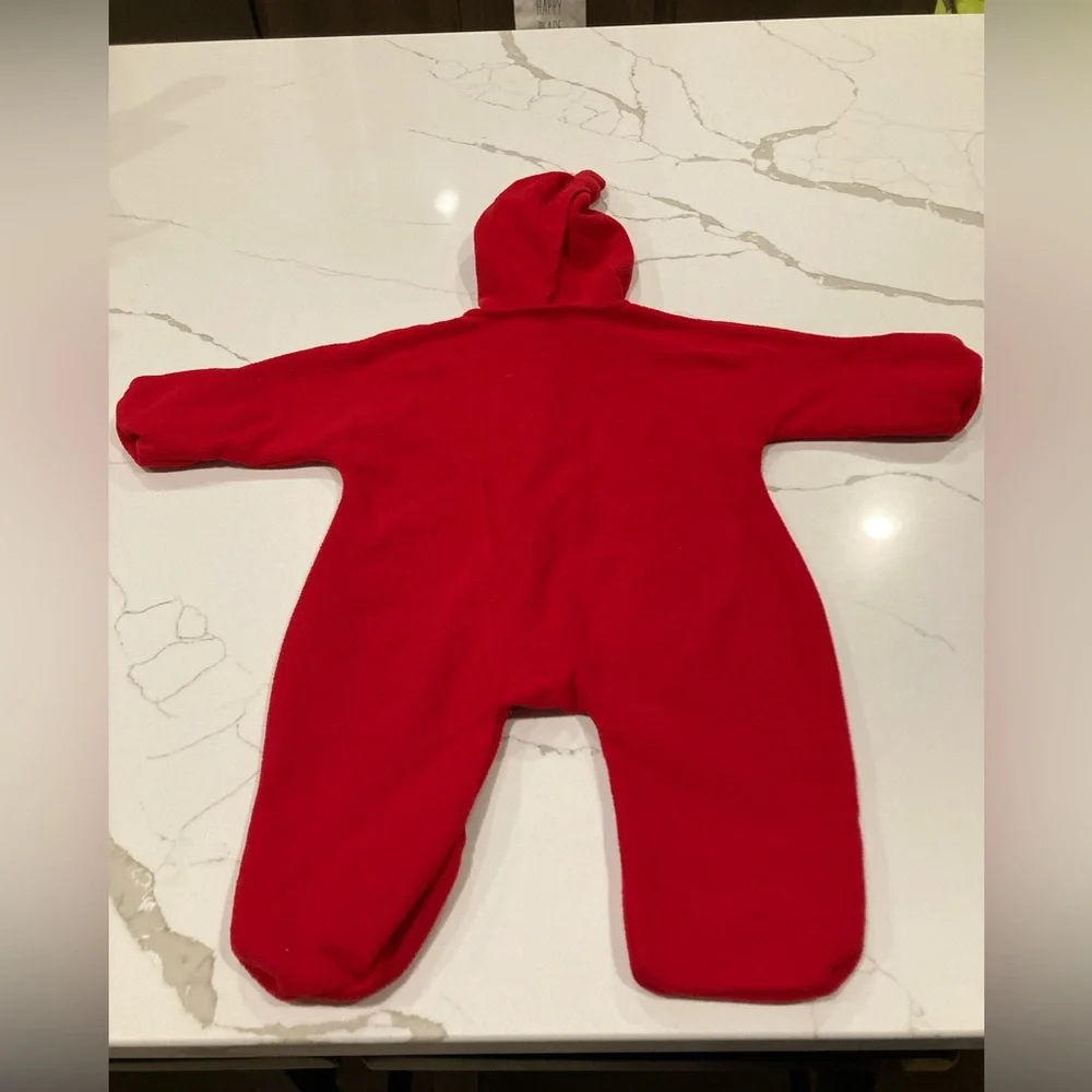 Vintage baby gap red snowflake holiday Christmas fleece pajama sleeper snowsuit